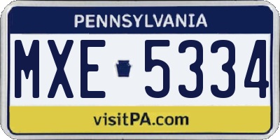 PA license plate MXE5334