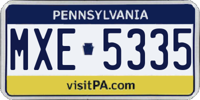 PA license plate MXE5335