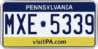 PA license plate MXE5339