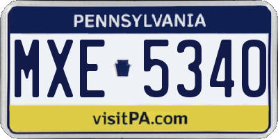 PA license plate MXE5340