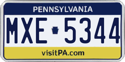 PA license plate MXE5344