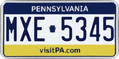 PA license plate MXE5345