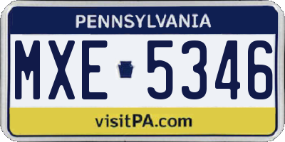 PA license plate MXE5346