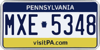 PA license plate MXE5348