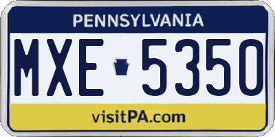 PA license plate MXE5350