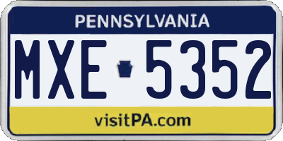 PA license plate MXE5352