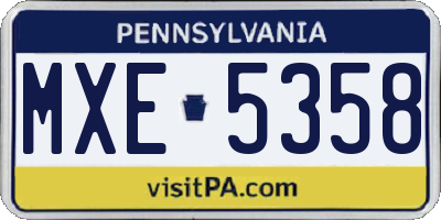 PA license plate MXE5358
