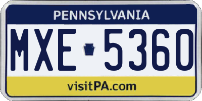 PA license plate MXE5360