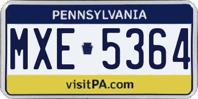 PA license plate MXE5364