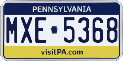 PA license plate MXE5368
