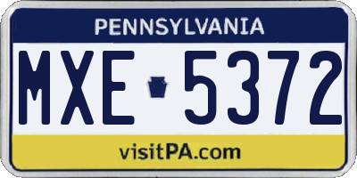 PA license plate MXE5372