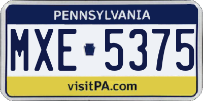 PA license plate MXE5375
