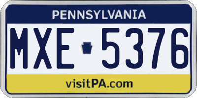 PA license plate MXE5376