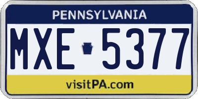 PA license plate MXE5377