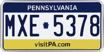 PA license plate MXE5378