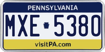 PA license plate MXE5380