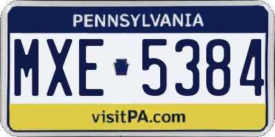 PA license plate MXE5384
