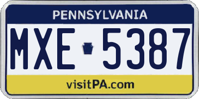 PA license plate MXE5387