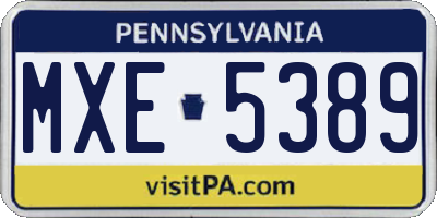 PA license plate MXE5389