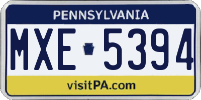 PA license plate MXE5394