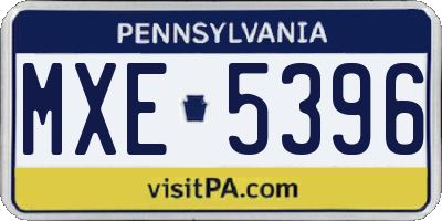 PA license plate MXE5396