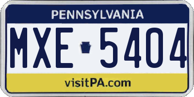 PA license plate MXE5404