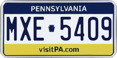 PA license plate MXE5409