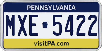 PA license plate MXE5422