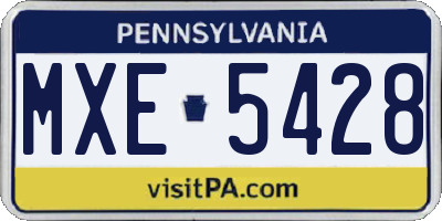 PA license plate MXE5428