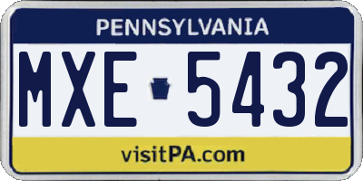 PA license plate MXE5432