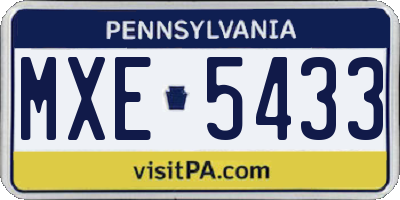 PA license plate MXE5433