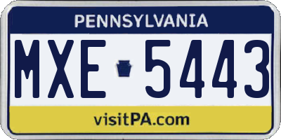 PA license plate MXE5443
