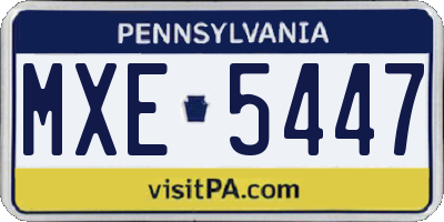 PA license plate MXE5447