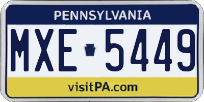 PA license plate MXE5449