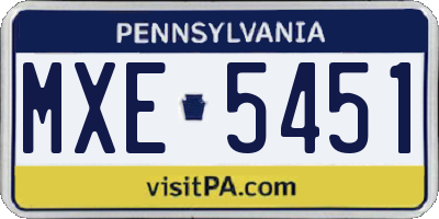 PA license plate MXE5451