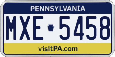 PA license plate MXE5458