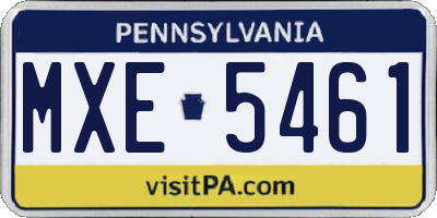 PA license plate MXE5461