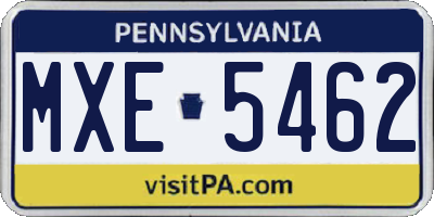 PA license plate MXE5462