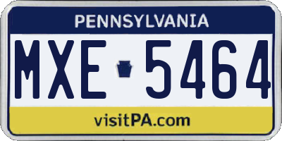PA license plate MXE5464