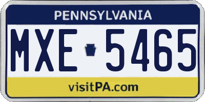 PA license plate MXE5465