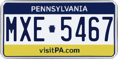 PA license plate MXE5467