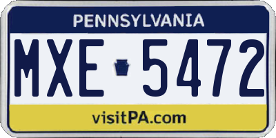 PA license plate MXE5472