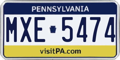 PA license plate MXE5474