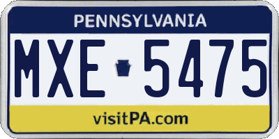 PA license plate MXE5475