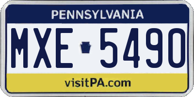 PA license plate MXE5490