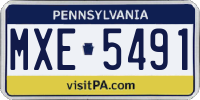 PA license plate MXE5491