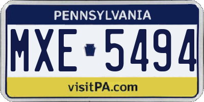PA license plate MXE5494