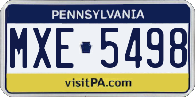 PA license plate MXE5498