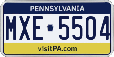 PA license plate MXE5504