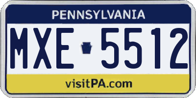 PA license plate MXE5512